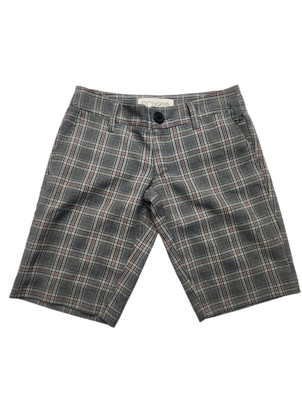 Fox Girls Glen Plaid Bermuda Shorts Black Red White Size 00